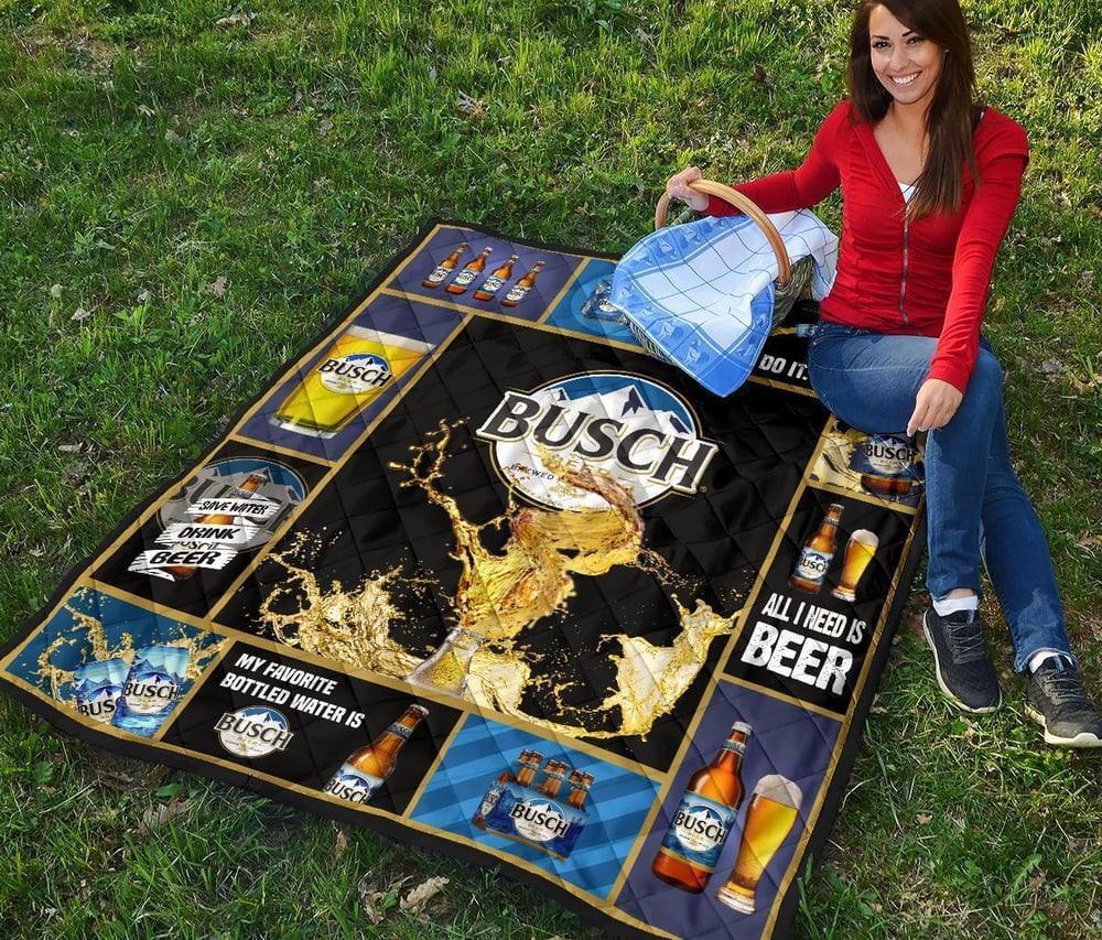 Busch Quilt Blanket Beer Lover Funny Gift