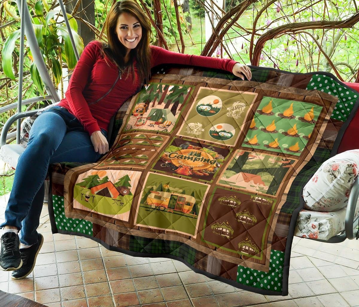 Camping Quilt Blanket Funny Gift For Camping Lover