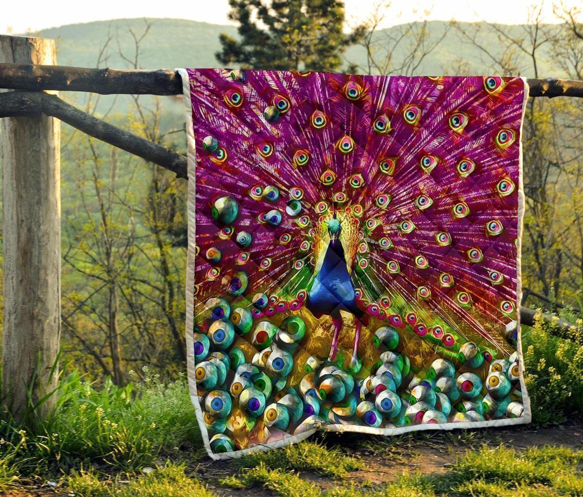 Colorful Peacock Quilt Blanket Gift For Peacock Lover