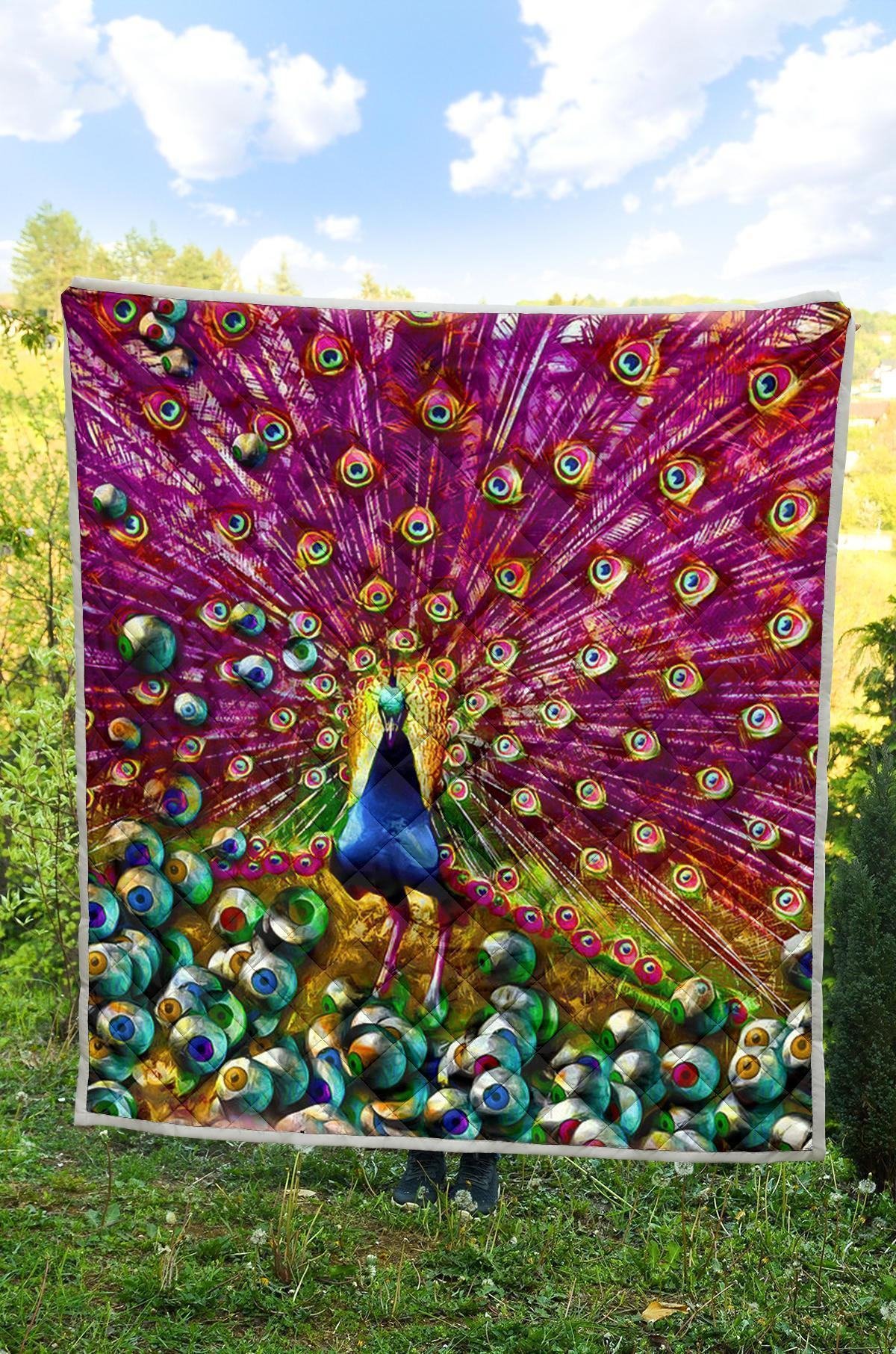 Colorful Peacock Quilt Blanket Gift For Peacock Lover