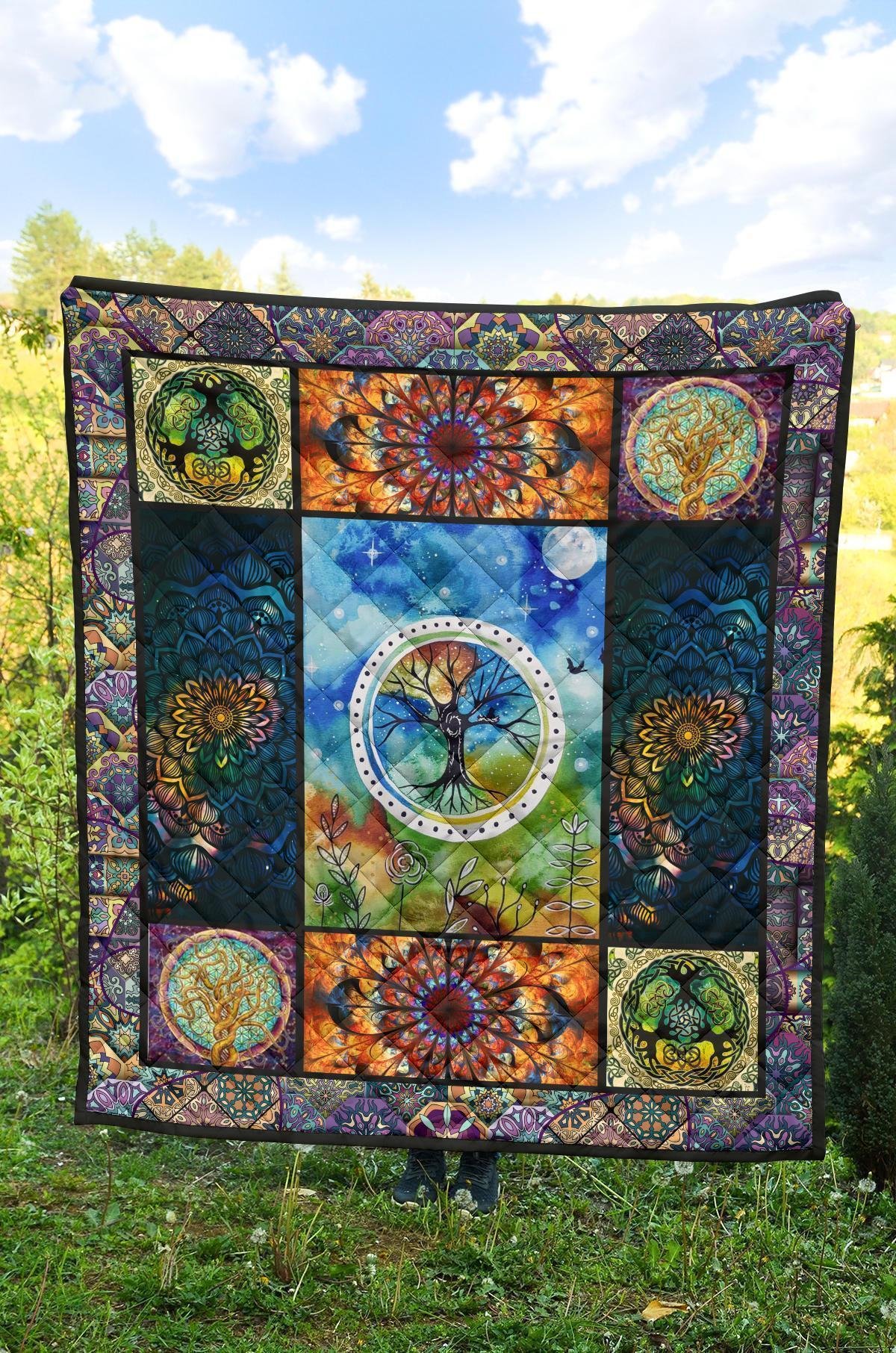 Colorful Tree Of Life Quilt Blanket For Earth Lover