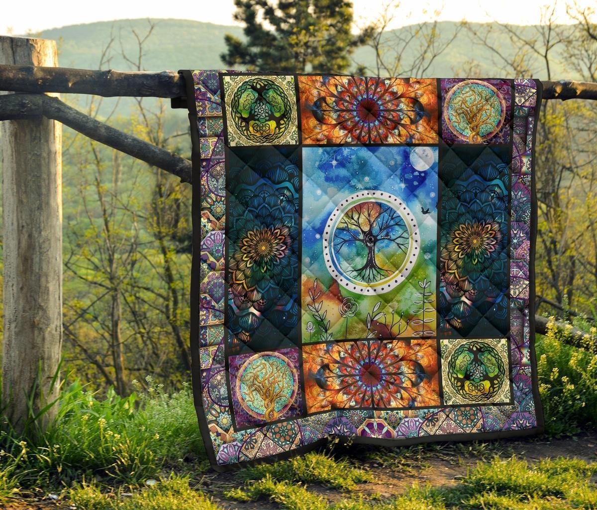 Colorful Tree Of Life Quilt Blanket For Earth Lover