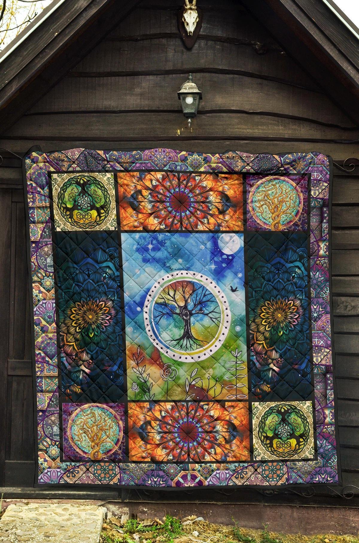 Colorful Tree Of Life Quilt Blanket For Earth Lover