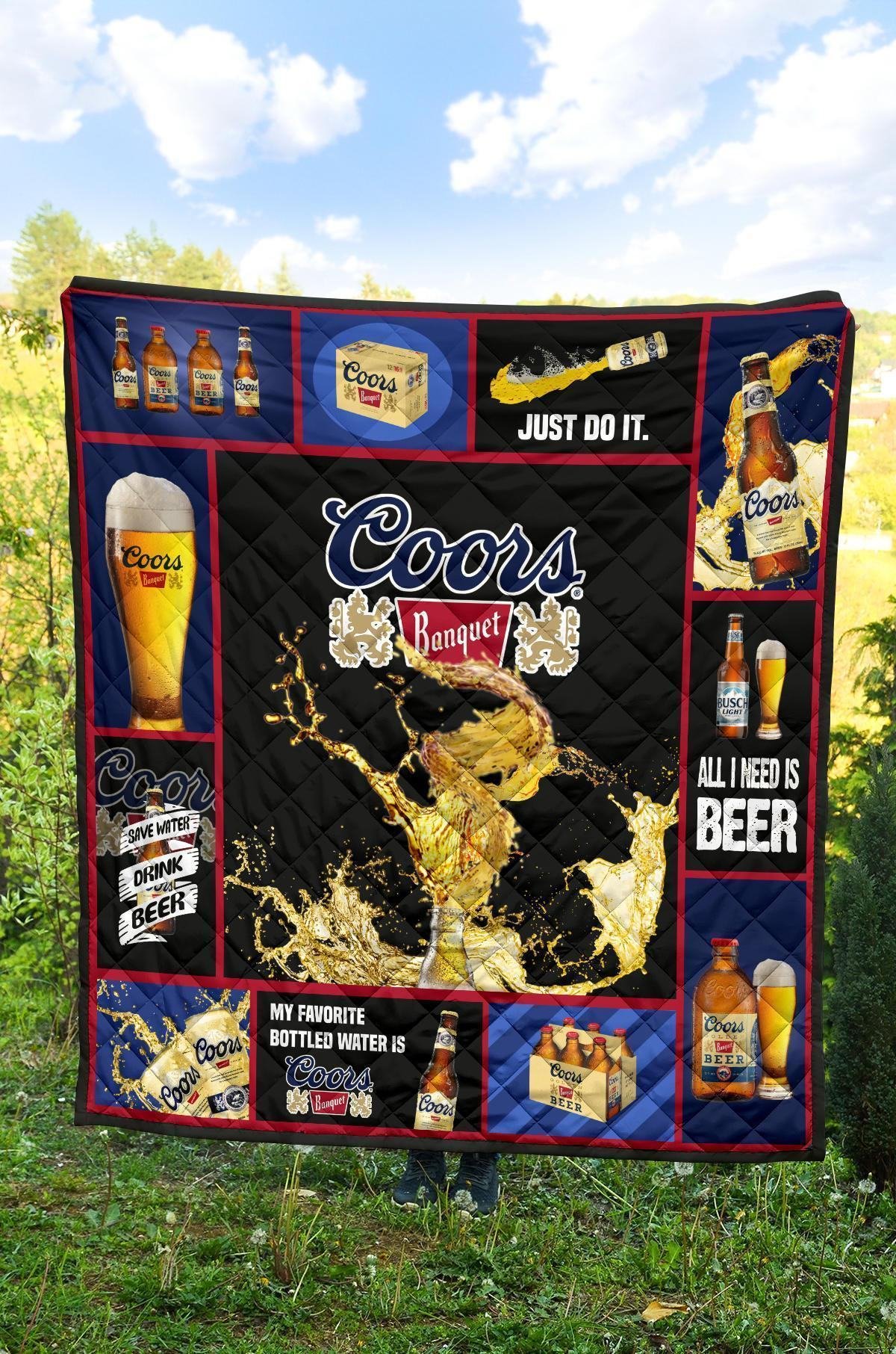 Coors Banquet Quilt Blanket All I Need Is Beer Gift Idea