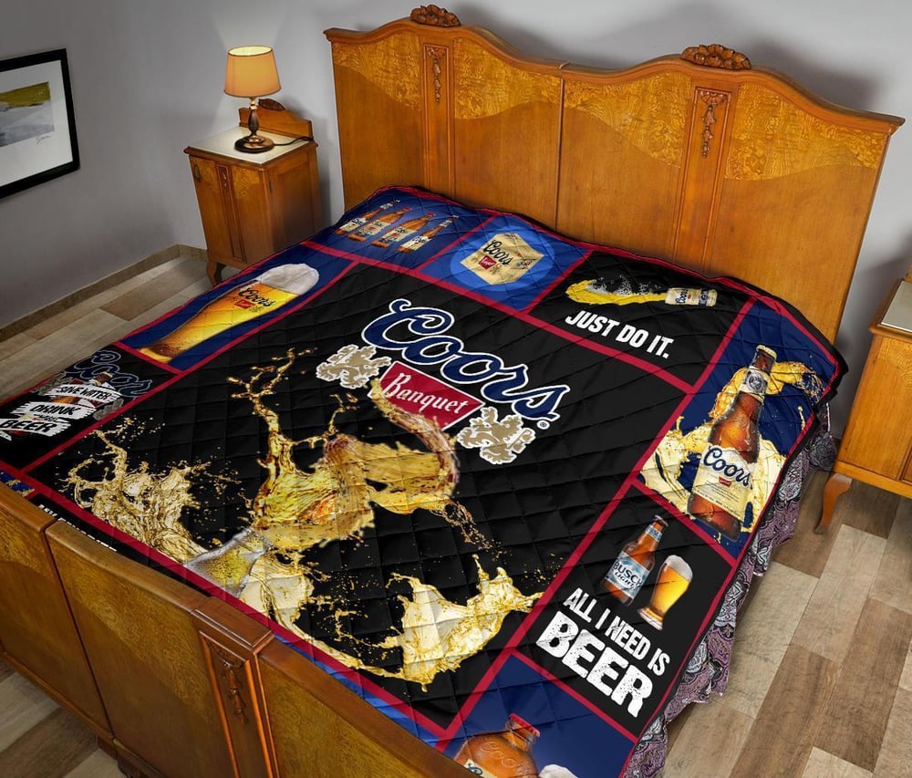 Coors Banquet Quilt Blanket All I Need Is Beer Gift Idea