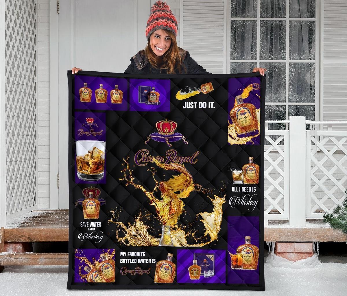 Crown Royal Quilt Blanket All I Need Is Whisky Gift Idea