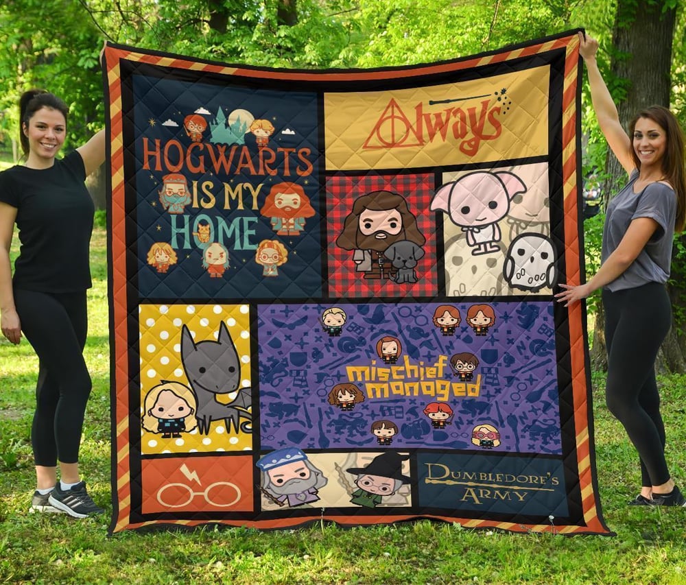 Cute Harry Potter Quilt Blanket Chibi Style Harry Potter Blanket Bedding