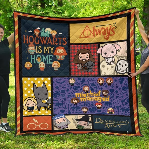 Cute Harry Potter Quilt Blanket Chibi Style Harry Potter Blanket Bedding