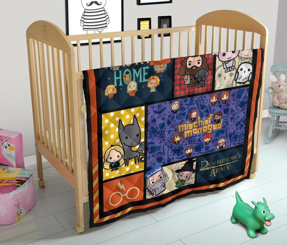 Cute Harry Potter Quilt Blanket Chibi Style Harry Potter Blanket Bedding