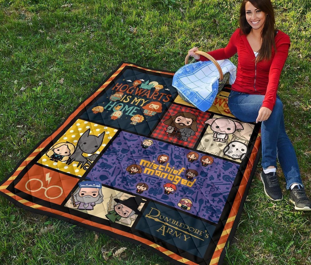 Cute Harry Potter Quilt Blanket Chibi Style Harry Potter Blanket Bedding