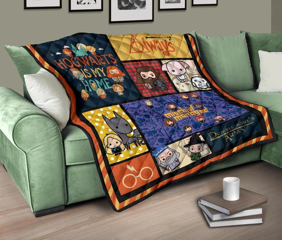 Cute Harry Potter Quilt Blanket Chibi Style Harry Potter Blanket Bedding