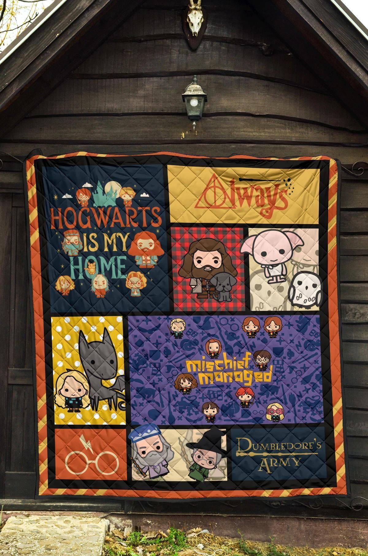 Cute Harry Potter Quilt Blanket Chibi Style Harry Potter Blanket Bedding