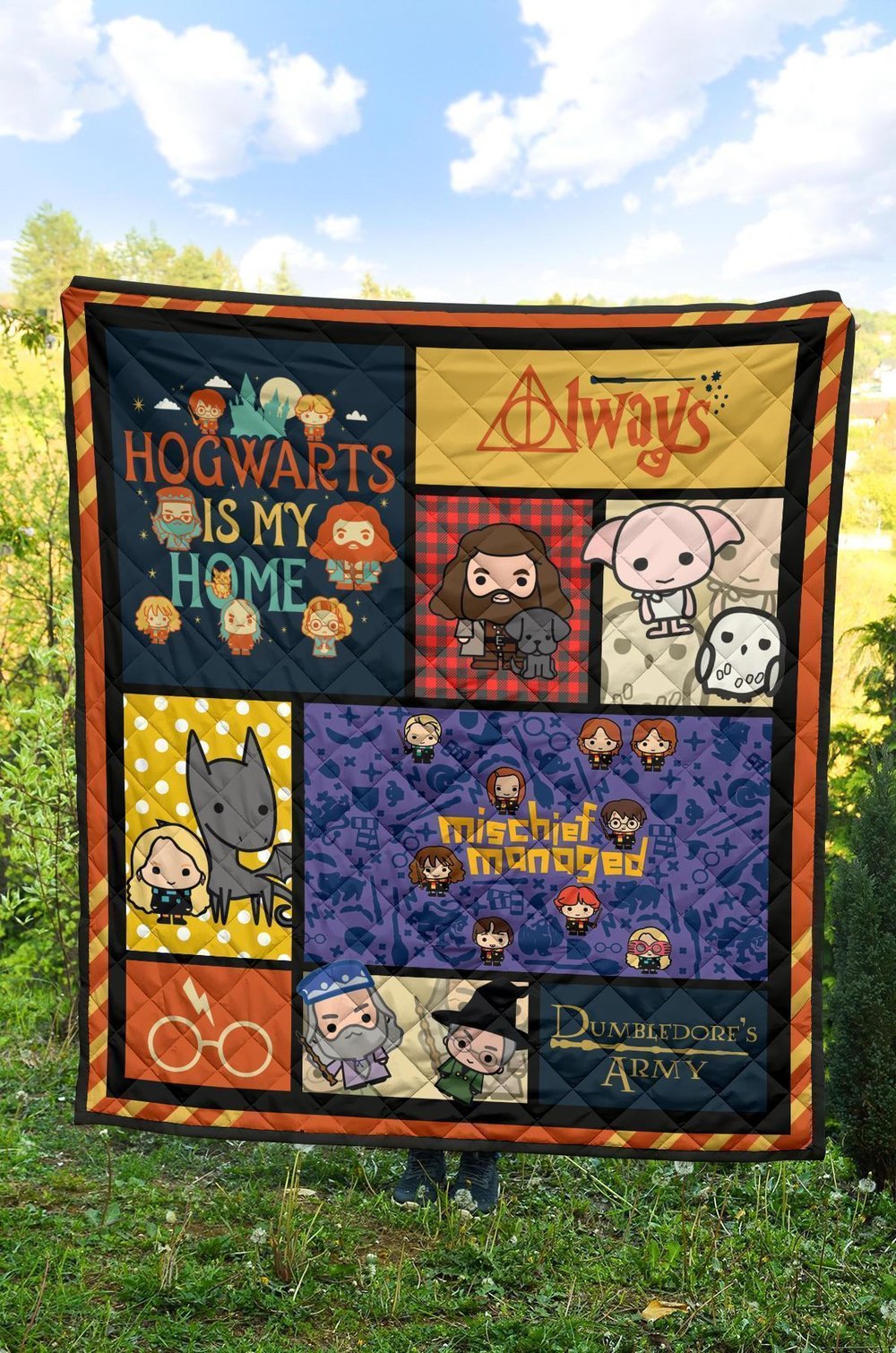 Cute Harry Potter Quilt Blanket Chibi Style Harry Potter Blanket Bedding