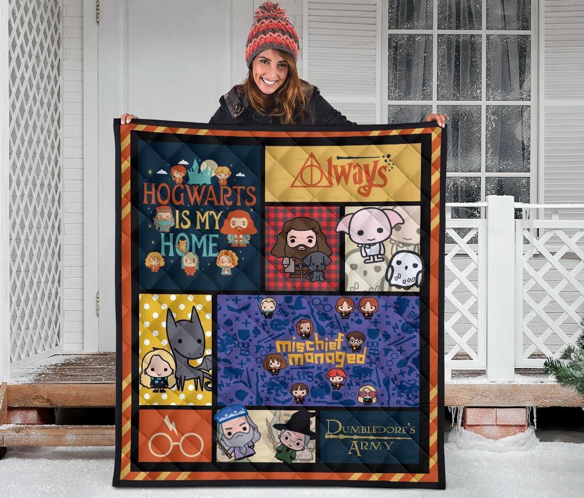 Cute Harry Potter Quilt Blanket Chibi Style Harry Potter Blanket Bedding