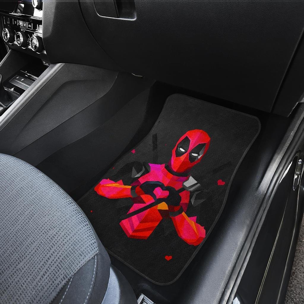 Deadpool Heart Hand Sign In Dark Theme Car Floor Mats