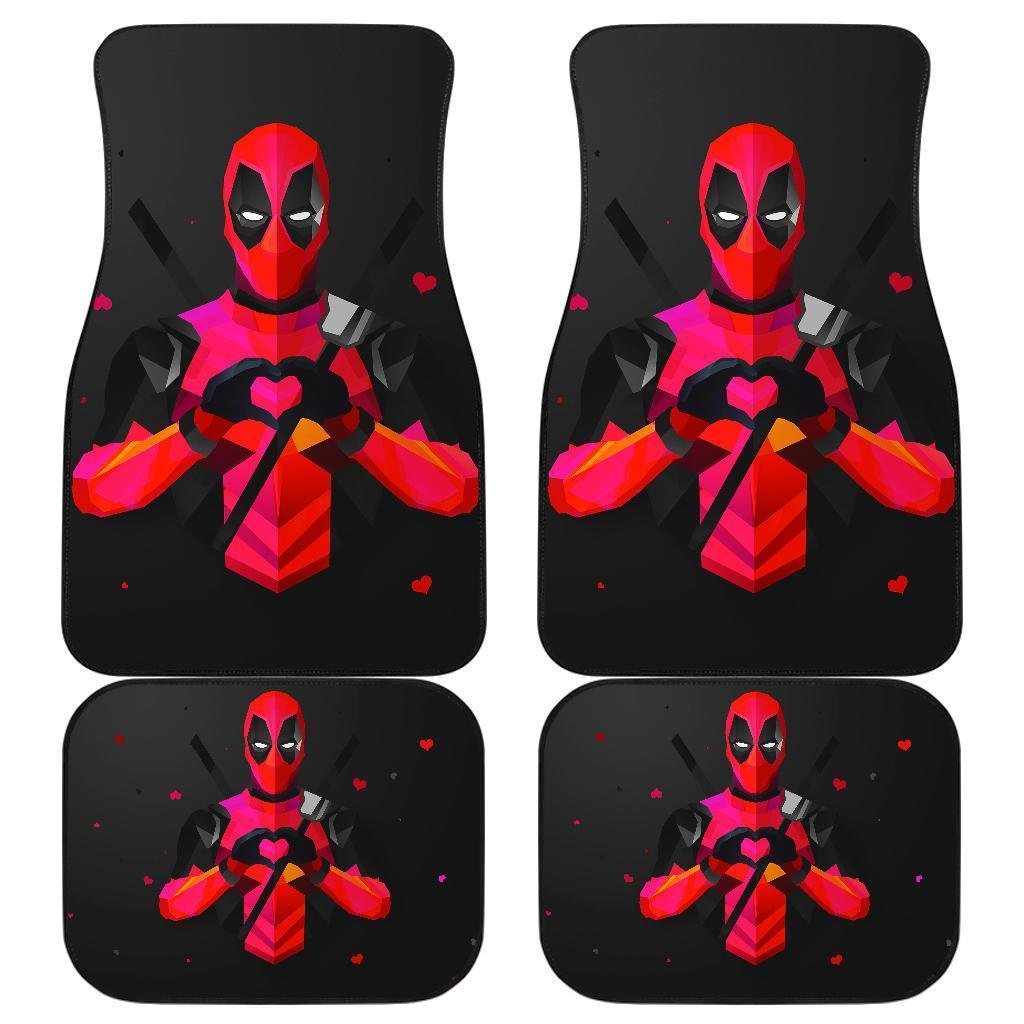 Deadpool Heart Hand Sign In Dark Theme Car Floor Mats