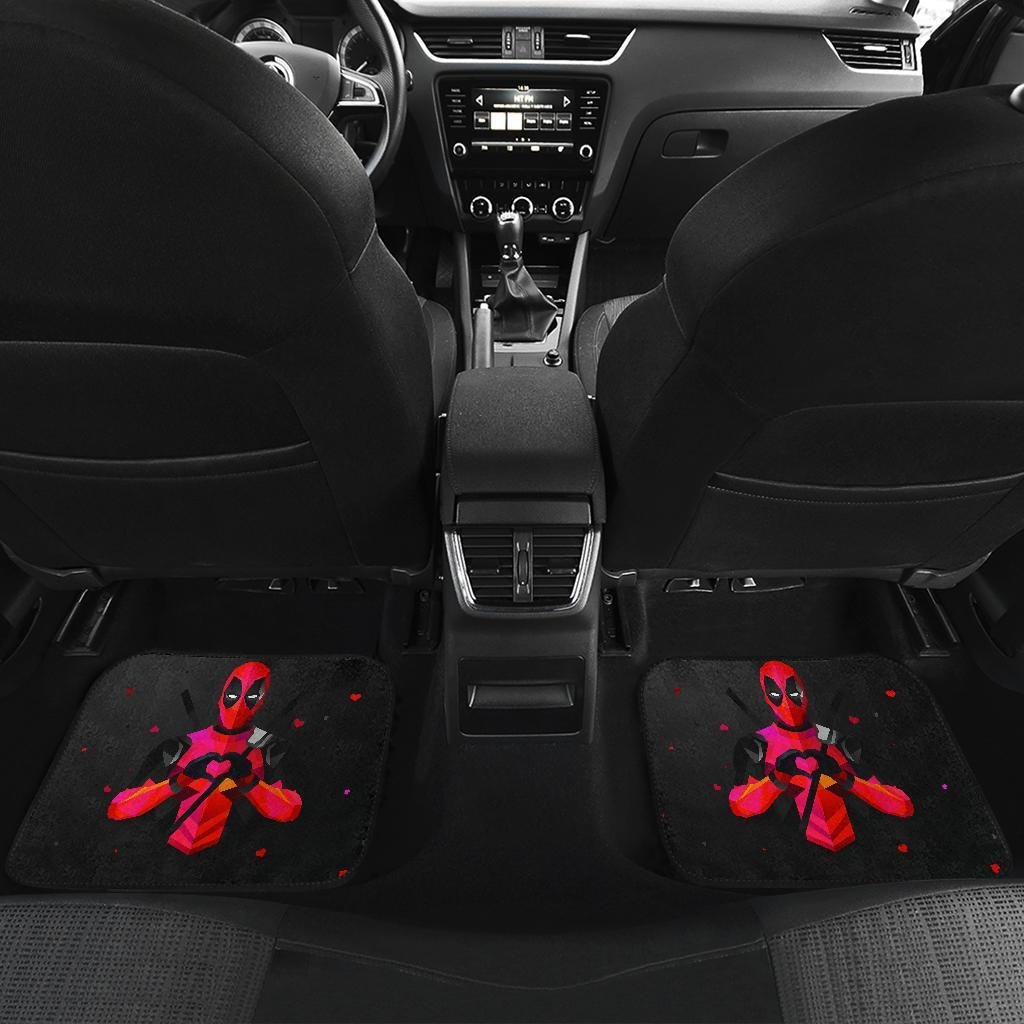 Deadpool Heart Hand Sign In Dark Theme Car Floor Mats