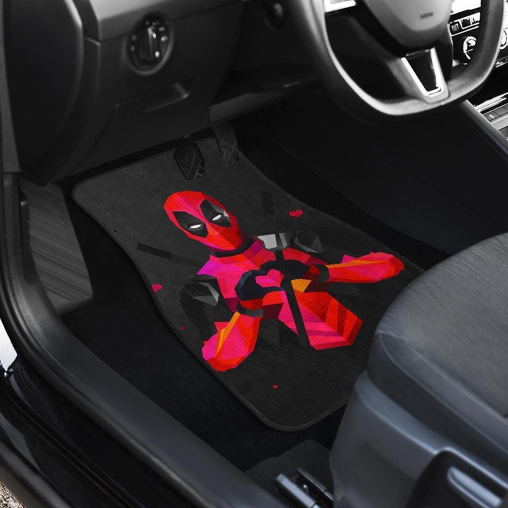 Deadpool Heart Hand Sign In Dark Theme Car Floor Mats