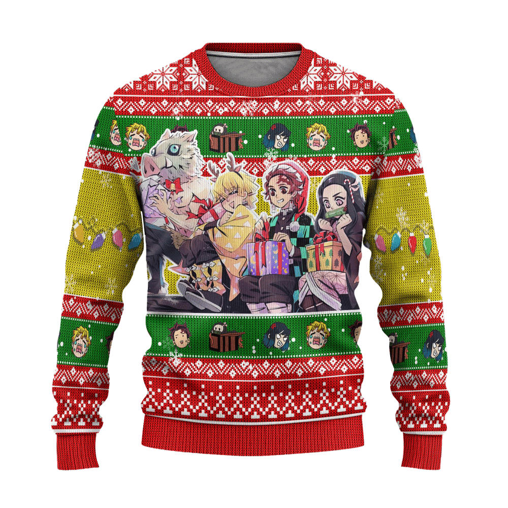 Demon Slayer Anime Ugly Christmas Sweater Characters Xmas Gift