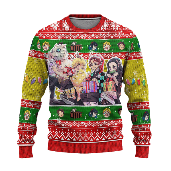 Demon Slayer Anime Ugly Christmas Sweater Characters Xmas Gift