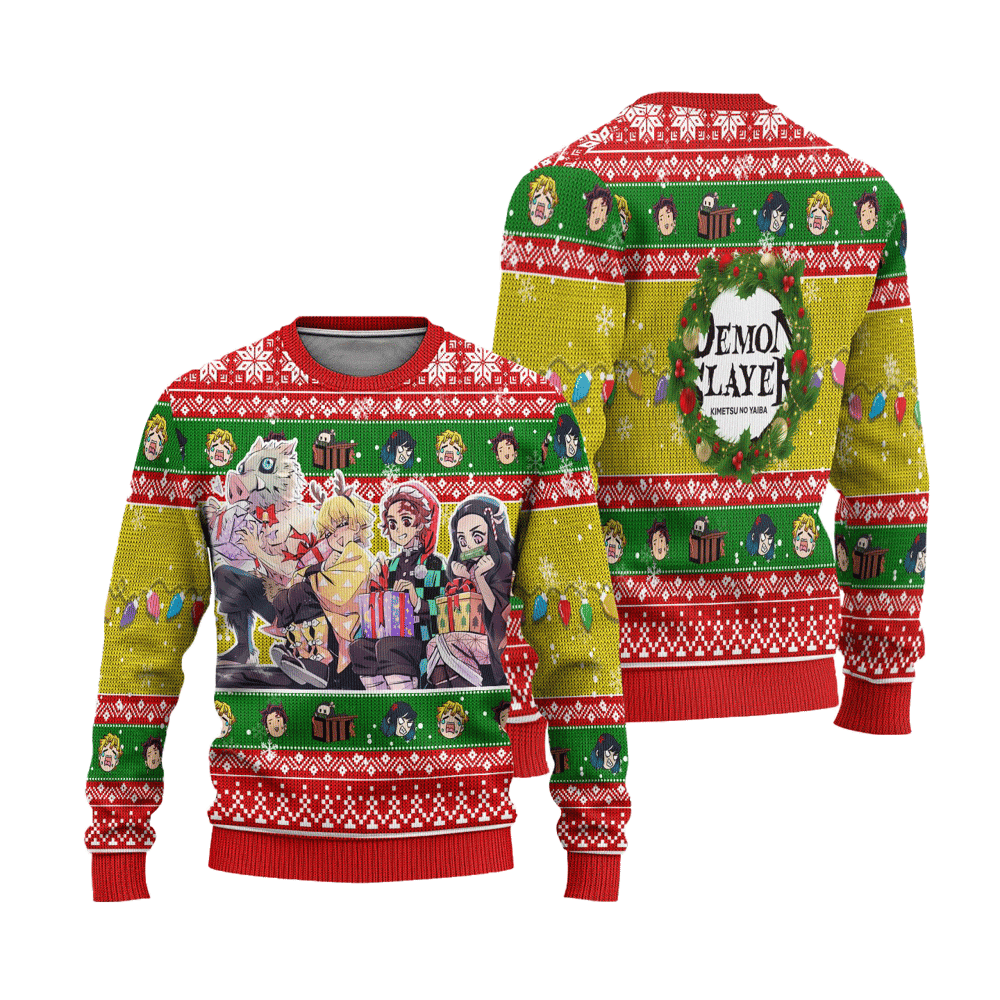 Demon Slayer Anime Ugly Christmas Sweater Characters Xmas Gift