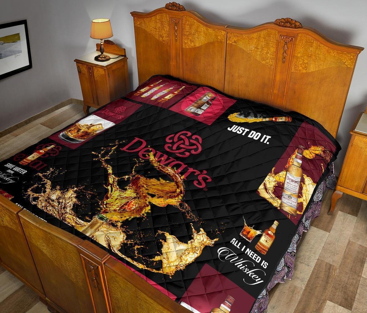 Dewar's Scotch Quilt Blanket All I Need Is Whisky Gift Idea