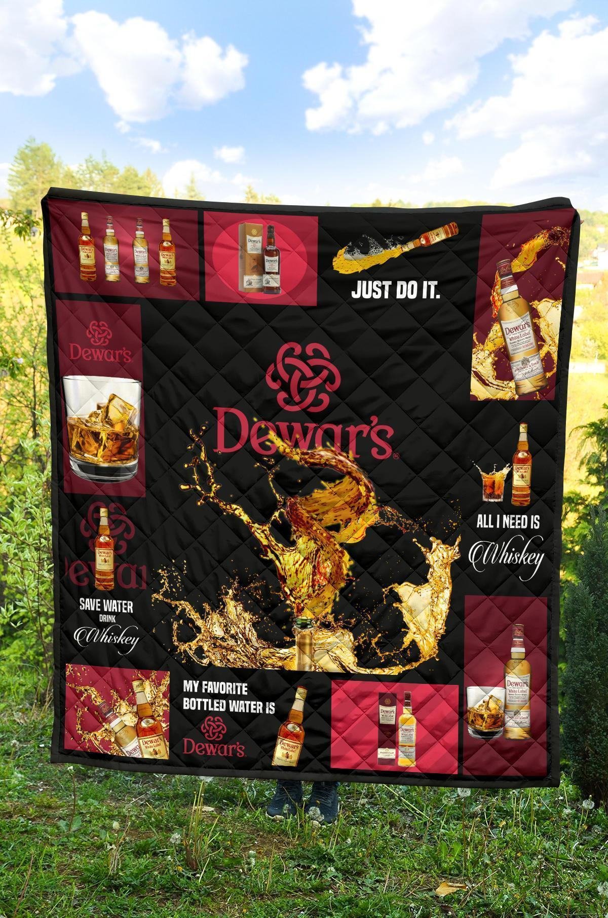 Dewar's Scotch Quilt Blanket All I Need Is Whisky Gift Idea