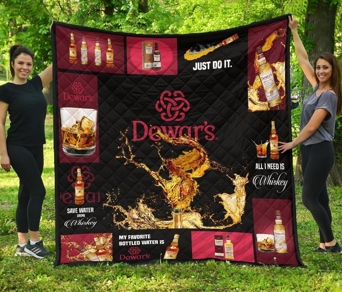 Dewar's Scotch Quilt Blanket All I Need Is Whisky Gift Idea