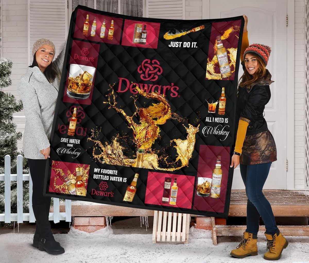 Dewar's Scotch Quilt Blanket All I Need Is Whisky Gift Idea