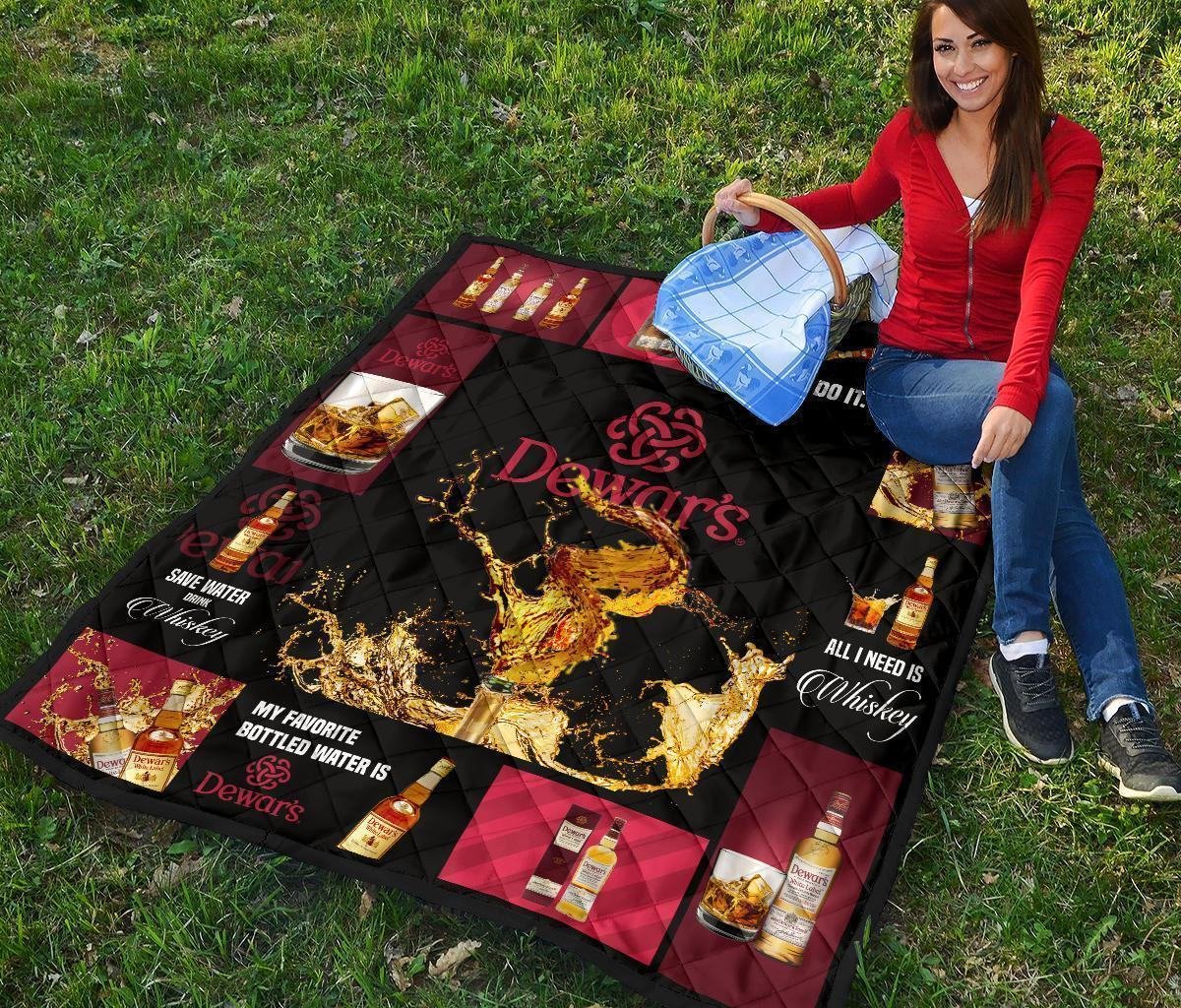 Dewar's Scotch Quilt Blanket All I Need Is Whisky Gift Idea