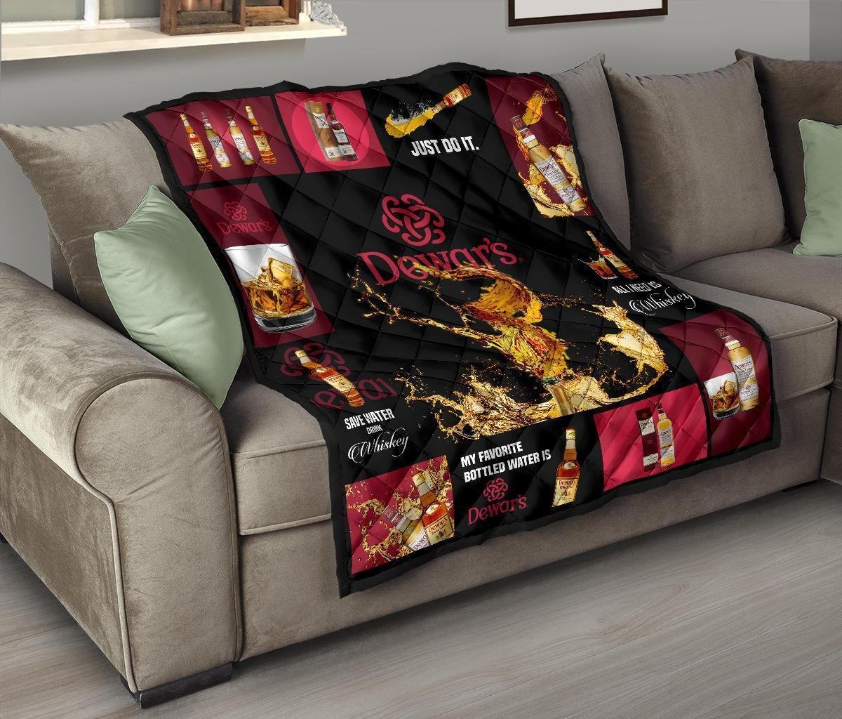 Dewar's Scotch Quilt Blanket All I Need Is Whisky Gift Idea