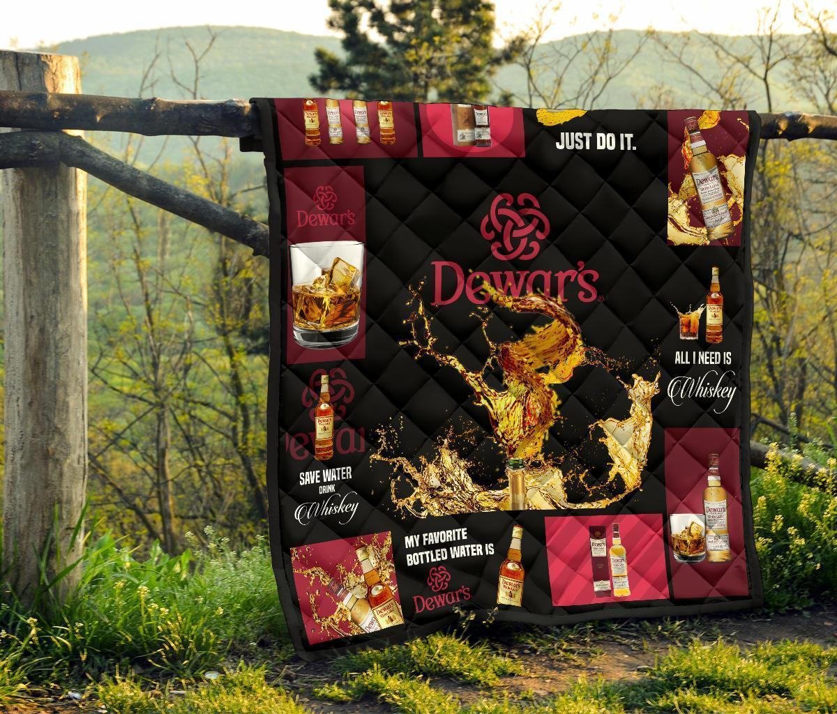 Dewar's Scotch Quilt Blanket All I Need Is Whisky Gift Idea