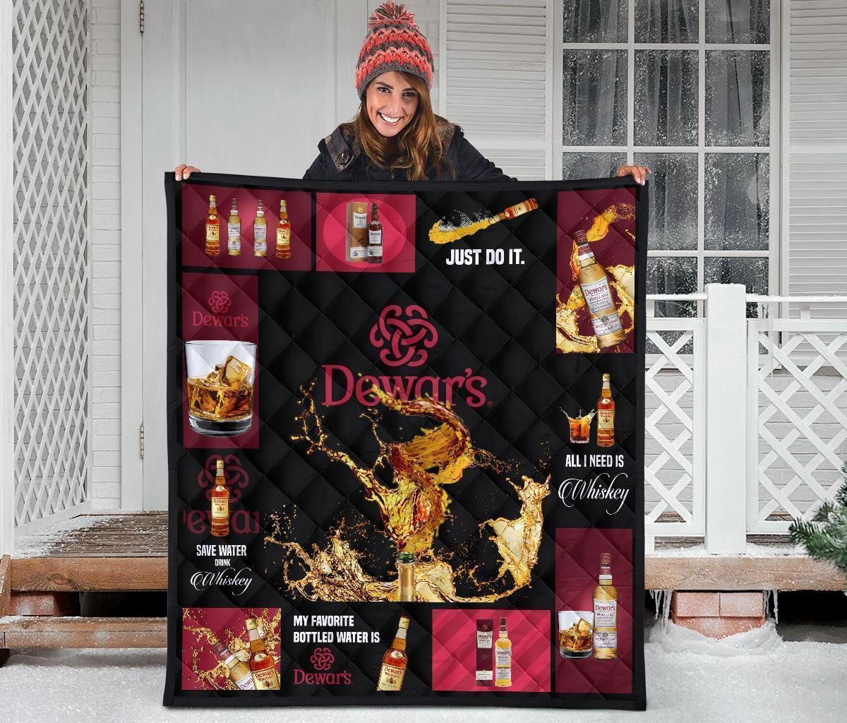 Dewar's Scotch Quilt Blanket All I Need Is Whisky Gift Idea