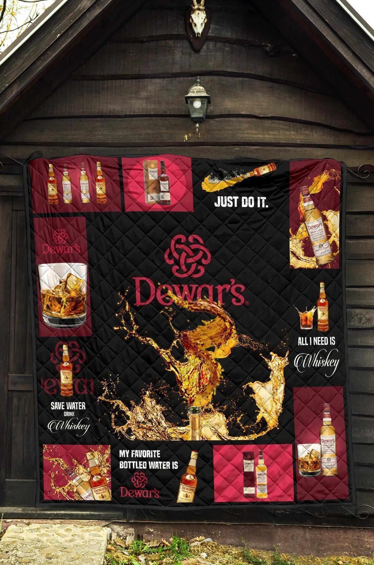 Dewar's Scotch Quilt Blanket All I Need Is Whisky Gift Idea