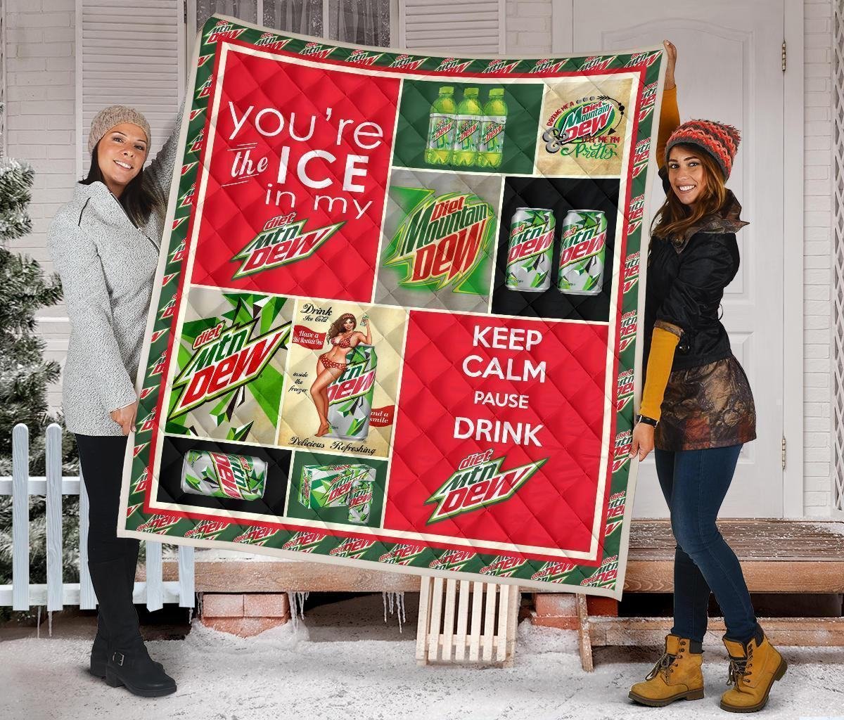 Diet Mountain Dew Quilt Blanket Funny Gift For Soft Drink Lover