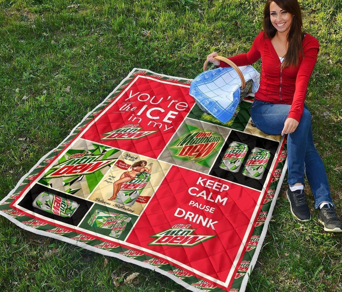 Diet Mountain Dew Quilt Blanket Funny Gift For Soft Drink Lover