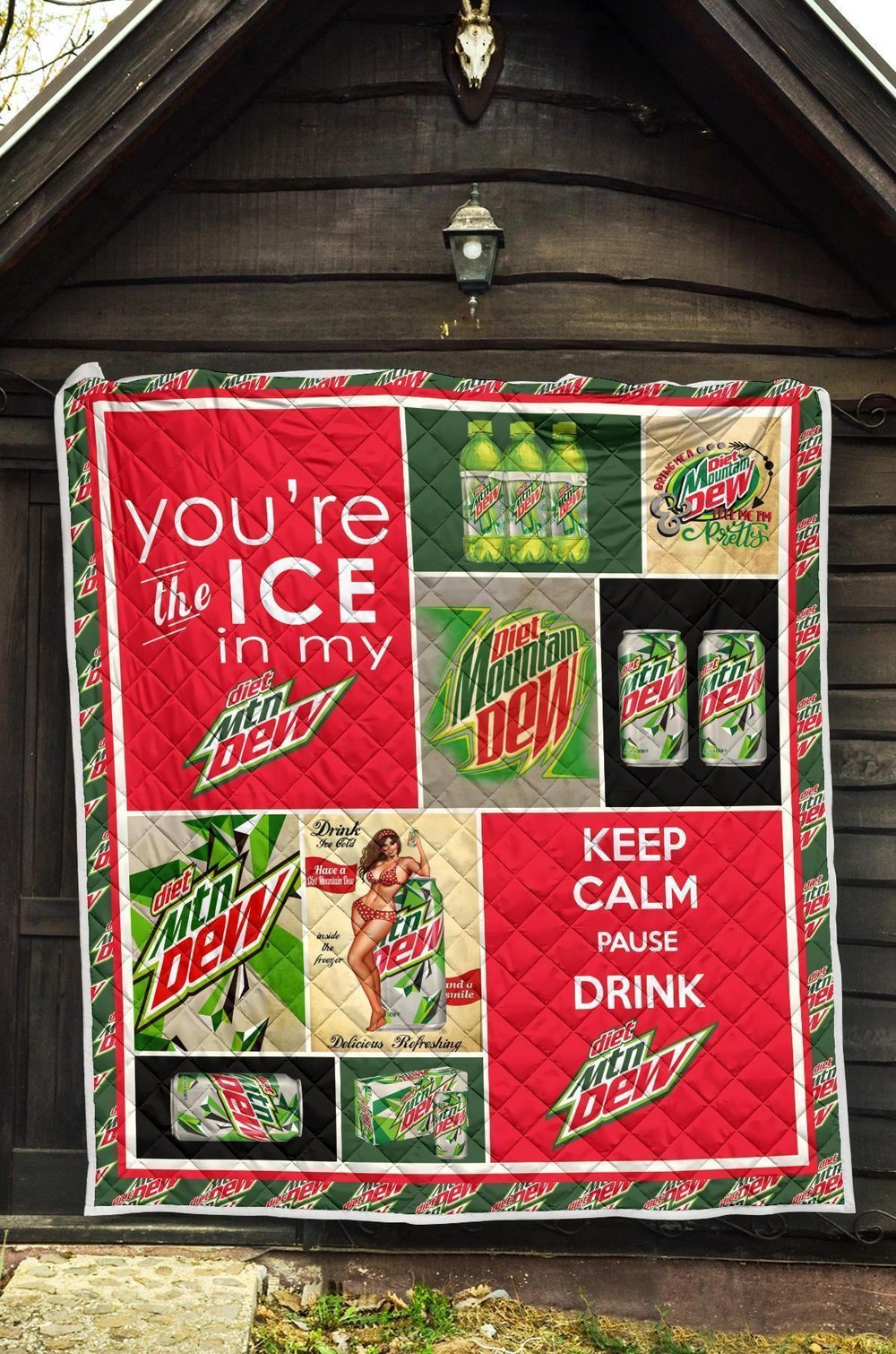 Diet Mountain Dew Quilt Blanket Funny Gift For Soft Drink Lover