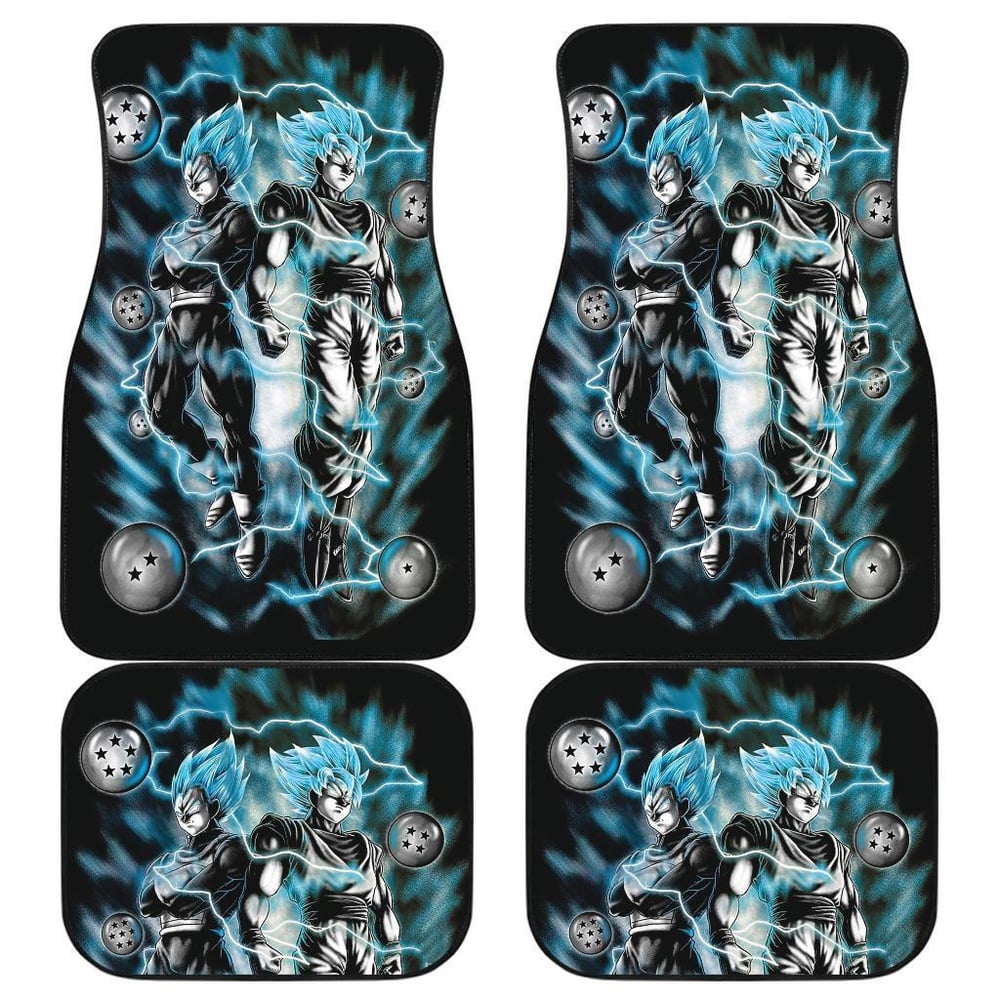 Dragon Ball Car Floor Mats | Goku Vegeta Blue Super Saiya in Black theme Car Floor Mats