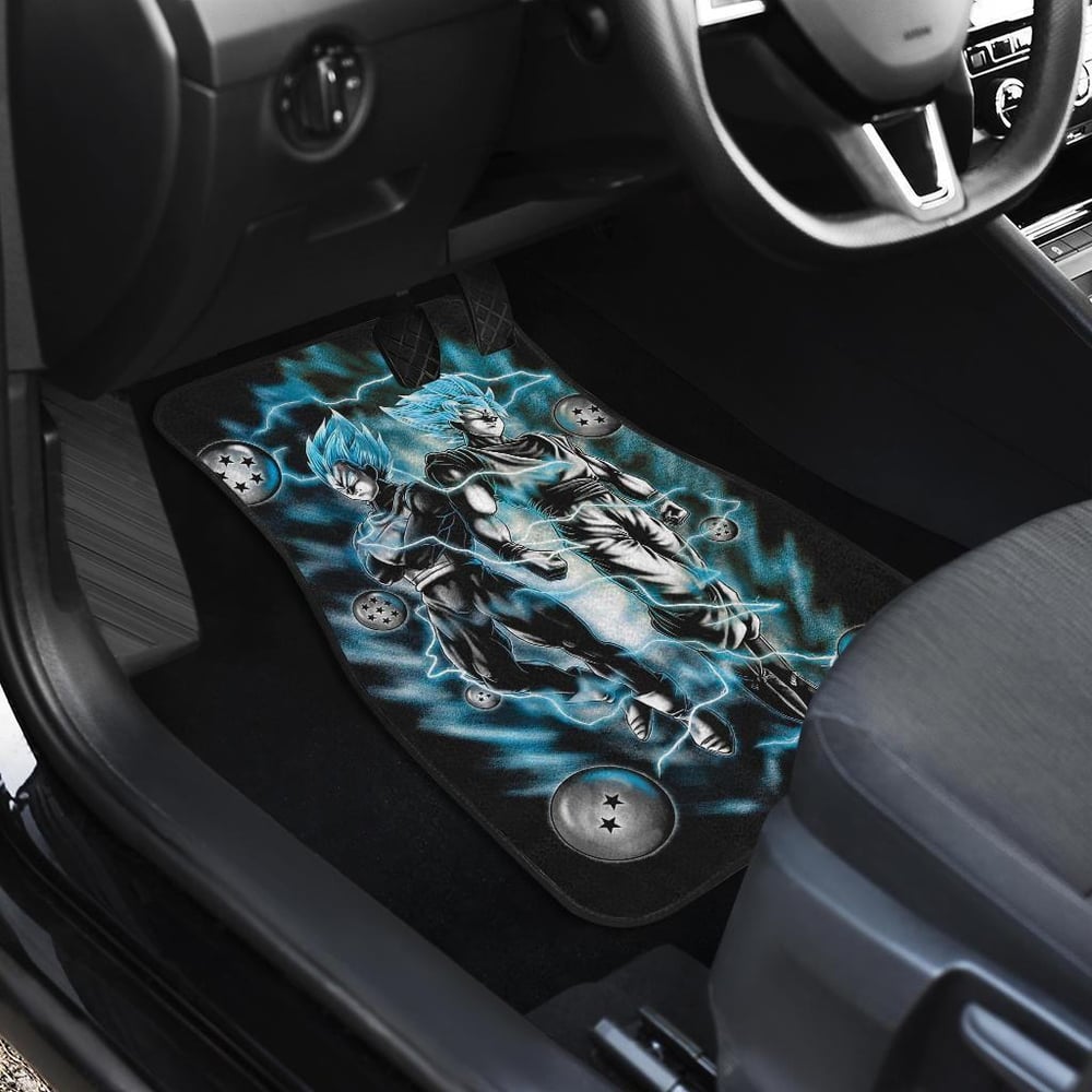 Dragon Ball Car Floor Mats | Goku Vegeta Blue Super Saiya in Black theme Car Floor Mats