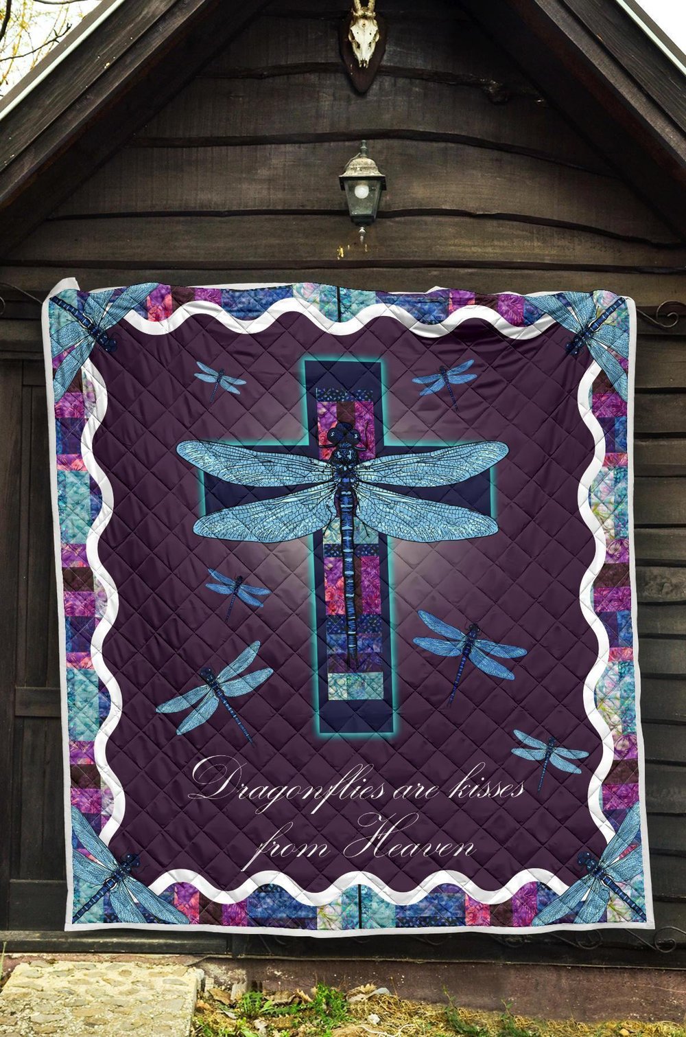 Dragonflies Are Kisses From Heaven Quilt Blanket Dragonfly Lover