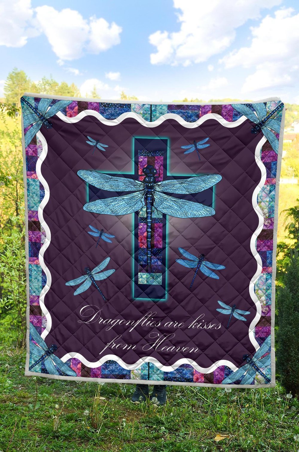 Dragonflies Are Kisses From Heaven Quilt Blanket Dragonfly Lover