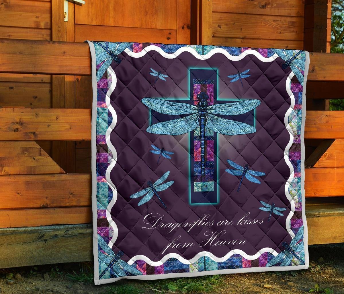 Dragonflies Are Kisses From Heaven Quilt Blanket Dragonfly Lover