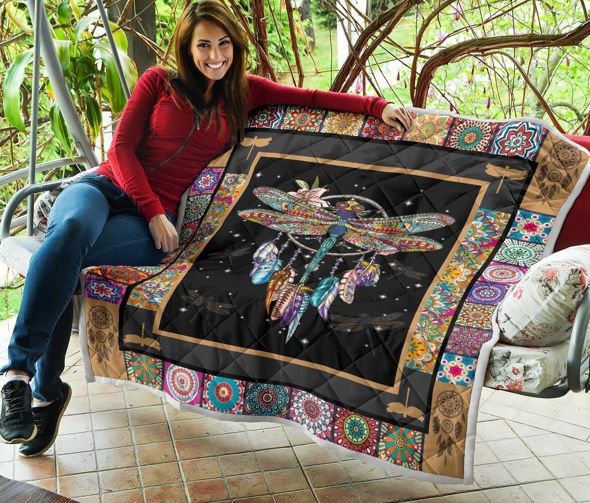 Dreamcatcher Native Dragonfly Quilt Blanket Amazing Gift Idea