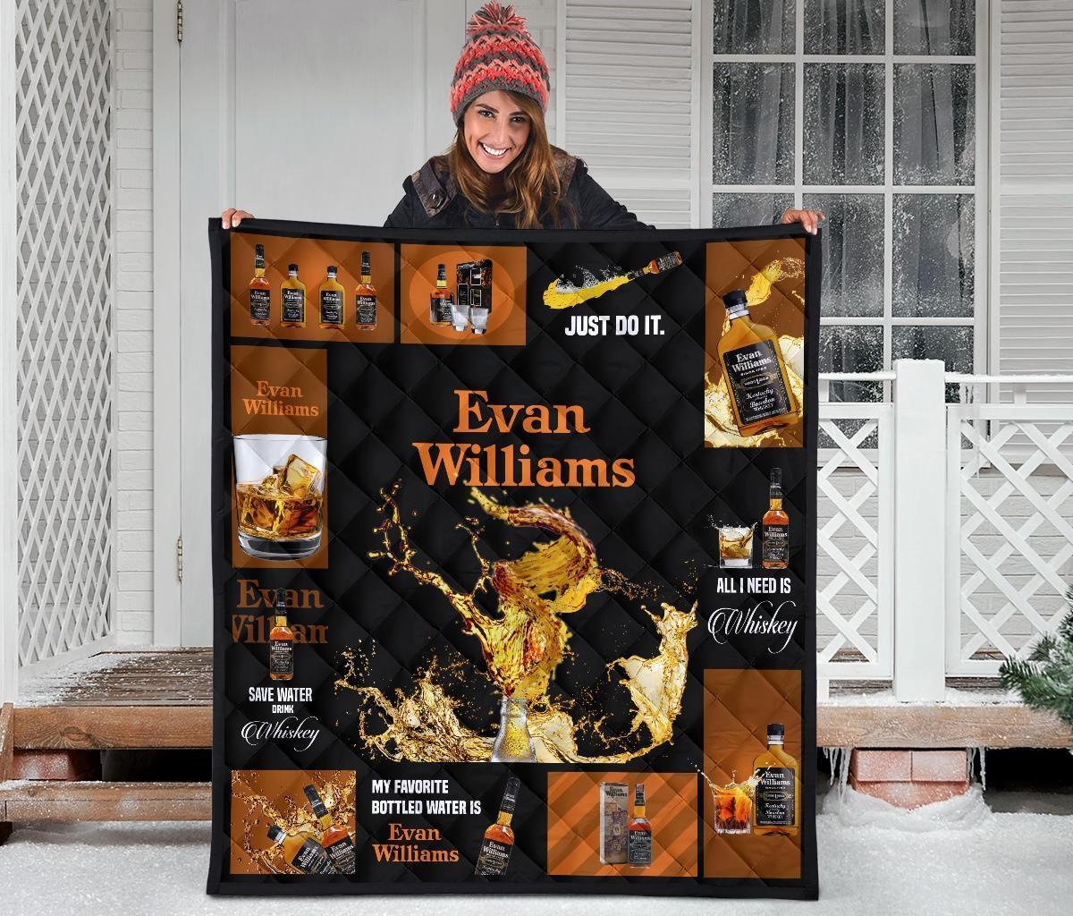 Evan Williams Quilt Blanket All I Need Is Whisky Gift Idea