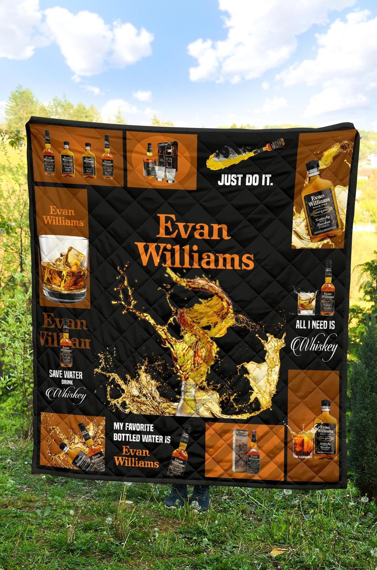 Evan Williams Quilt Blanket All I Need Is Whisky Gift Idea