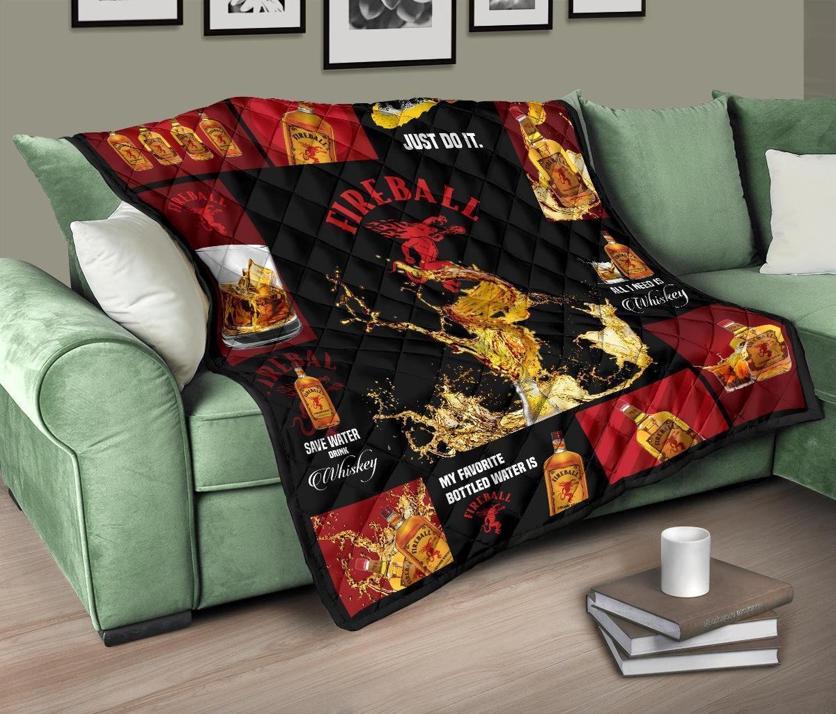 Fireball Cinnamon Quilt Blanket All I Need Is Whisky Gift Idea