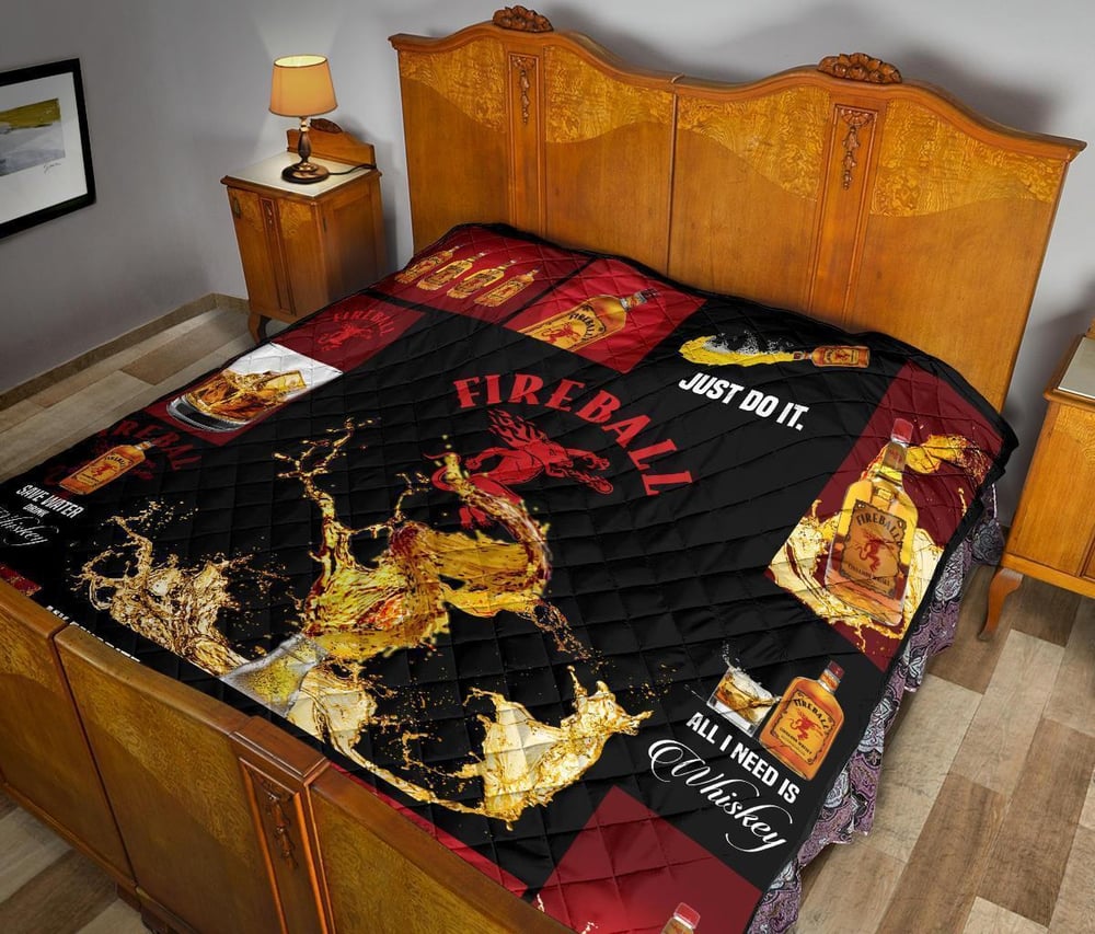 Fireball Cinnamon Quilt Blanket All I Need Is Whisky Gift Idea