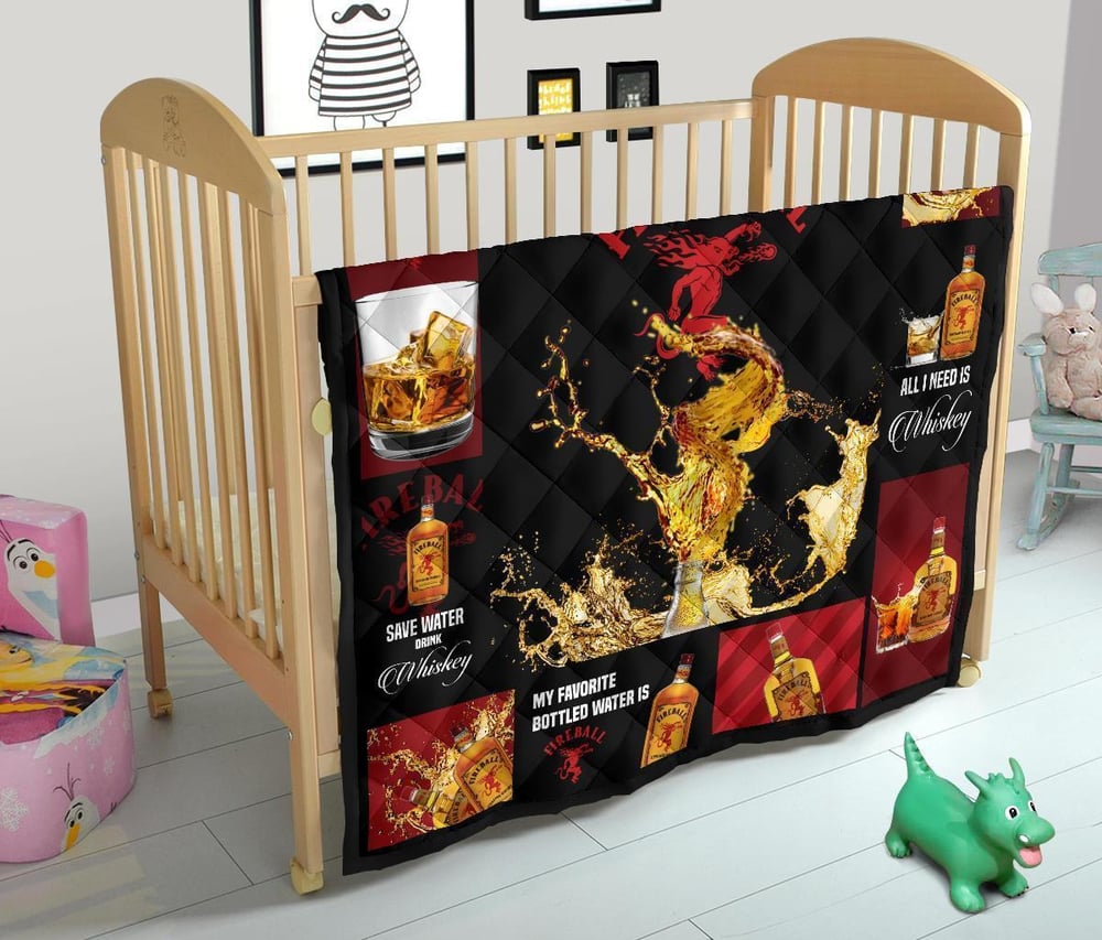 Fireball Cinnamon Quilt Blanket All I Need Is Whisky Gift Idea