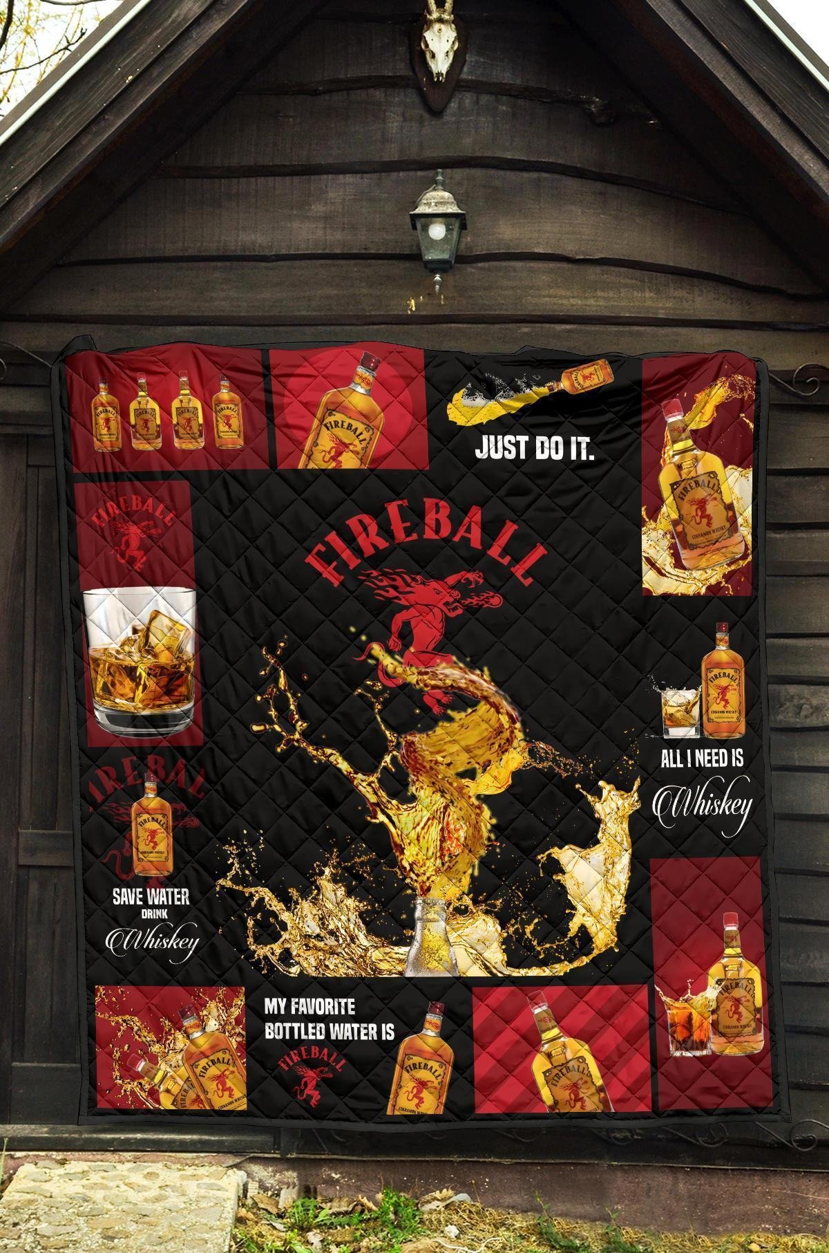 Fireball Cinnamon Quilt Blanket All I Need Is Whisky Gift Idea