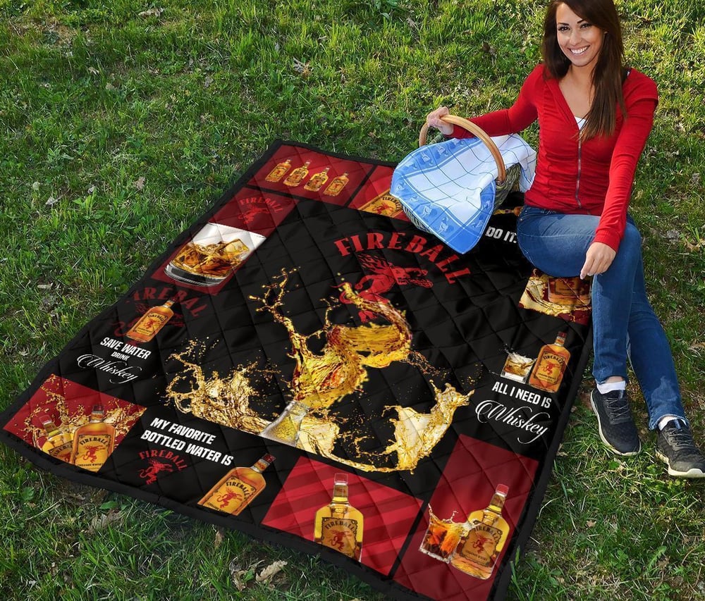 Fireball Cinnamon Quilt Blanket All I Need Is Whisky Gift Idea